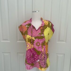 THML Pink and Yellow Floral Blouse